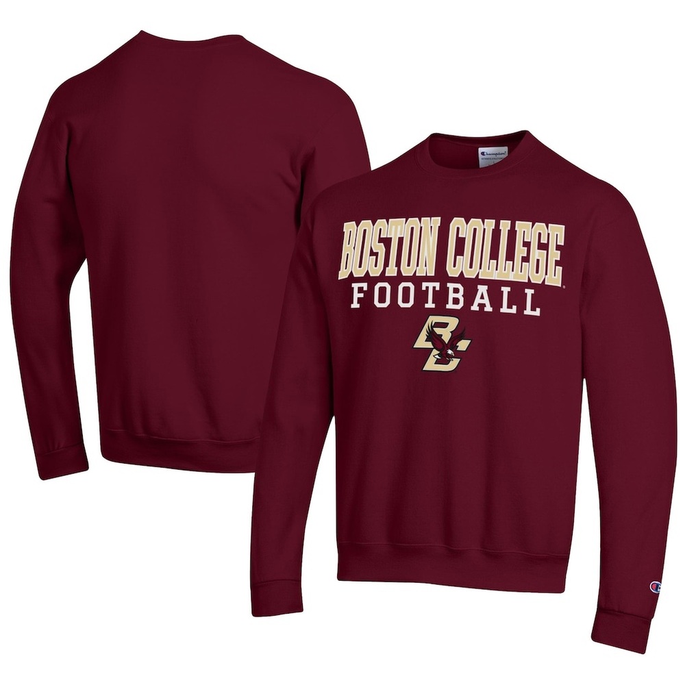 Boston College Eagles Champion Football Powerblend Pullover Sweatshirt - Maroon